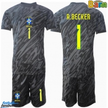 Brasil Alisson Becker #1 Keeper Bortedraktsett Barn Copa America 2024 Kortermet (+ Korte bukser)